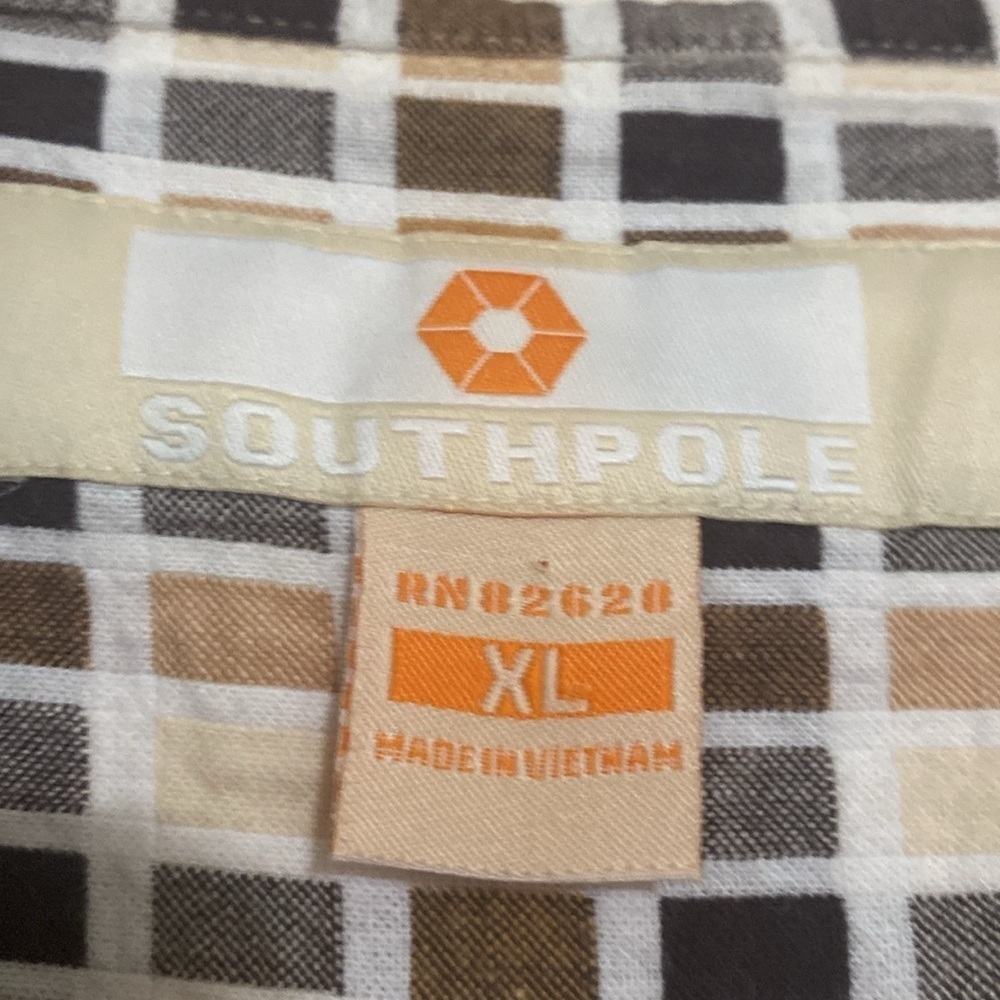 South Pole Casual Button Down Shirt cream mens XL vintage Y2K grandpa retro boho - Picture 6 of 9